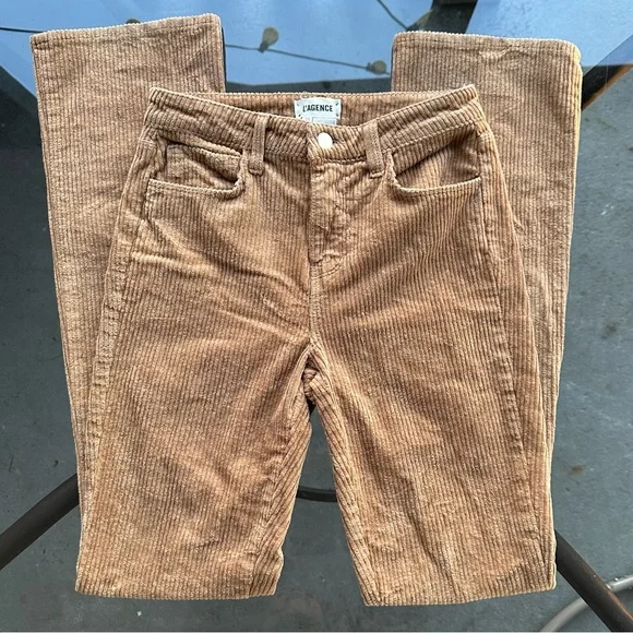 SOLD🤎L'AGENCE Oriana Corduroy High Rise Straight Leg Jean Pants in Tan - Size 25 - Picture 16 of 16